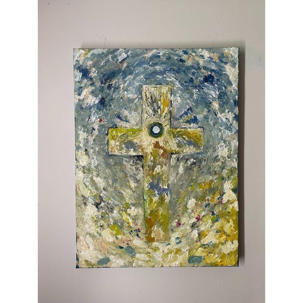 The Eye of Living Light โโ Original 18x24 Christian Painting Cross Spiritual Art